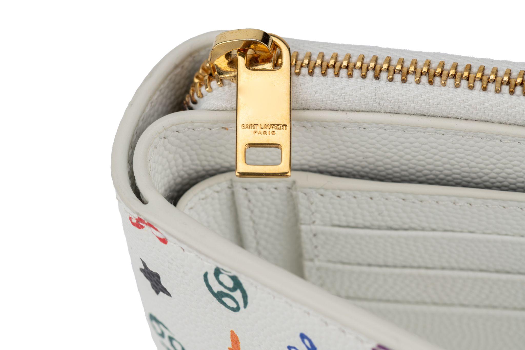 Women's YSL New White Leather Astrology Wallet For Sale