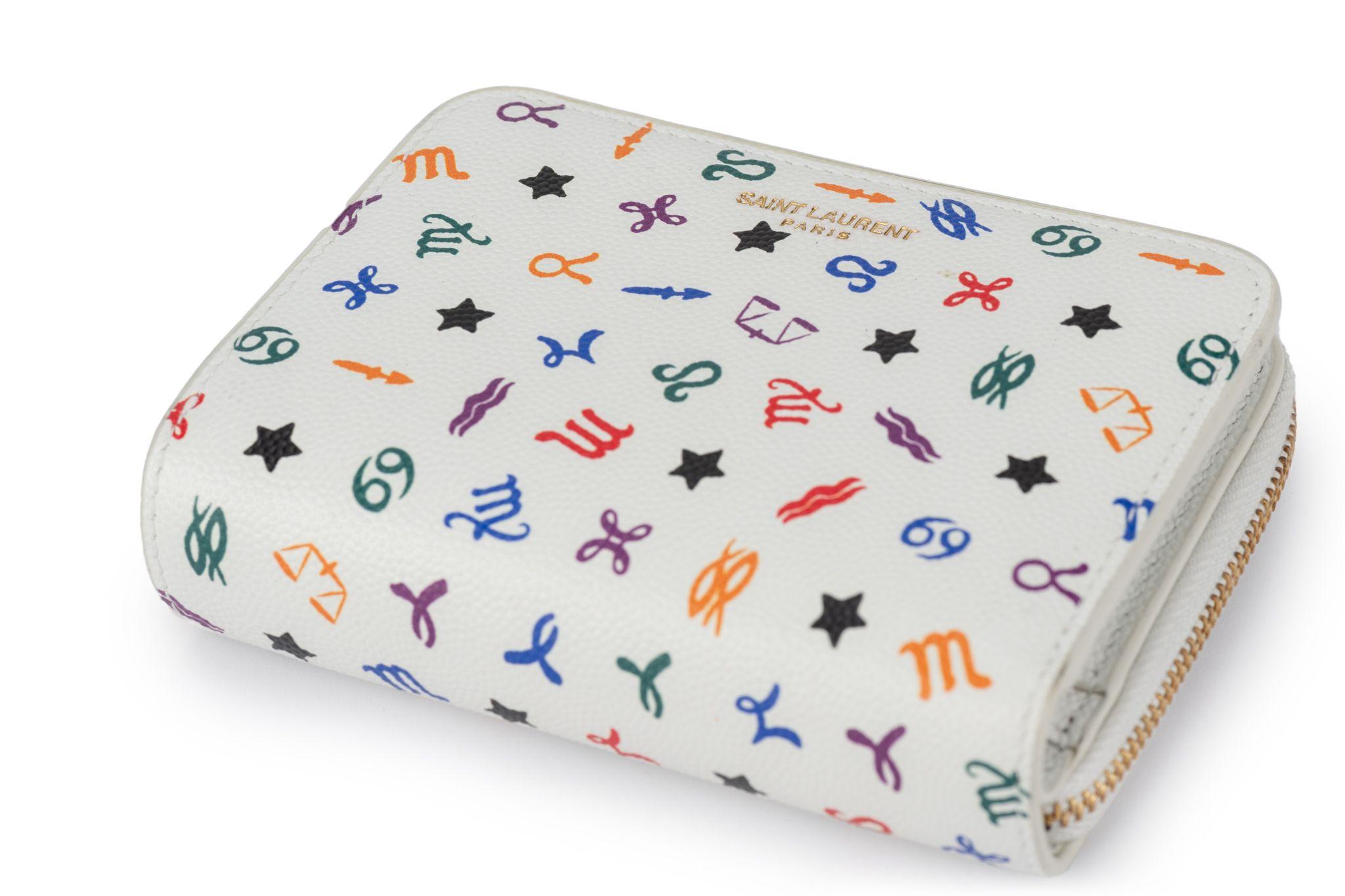 Women's YSL New White Leather Astrology Wallet For Sale