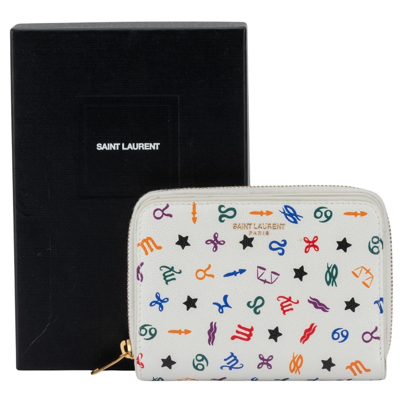 YSL New White Leather Astrology Wallet For Sale
