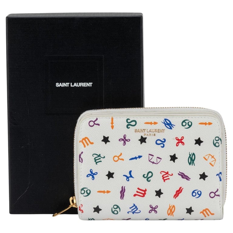 YSL New White Leather Astrology Wallet For Sale at 1stDibs
