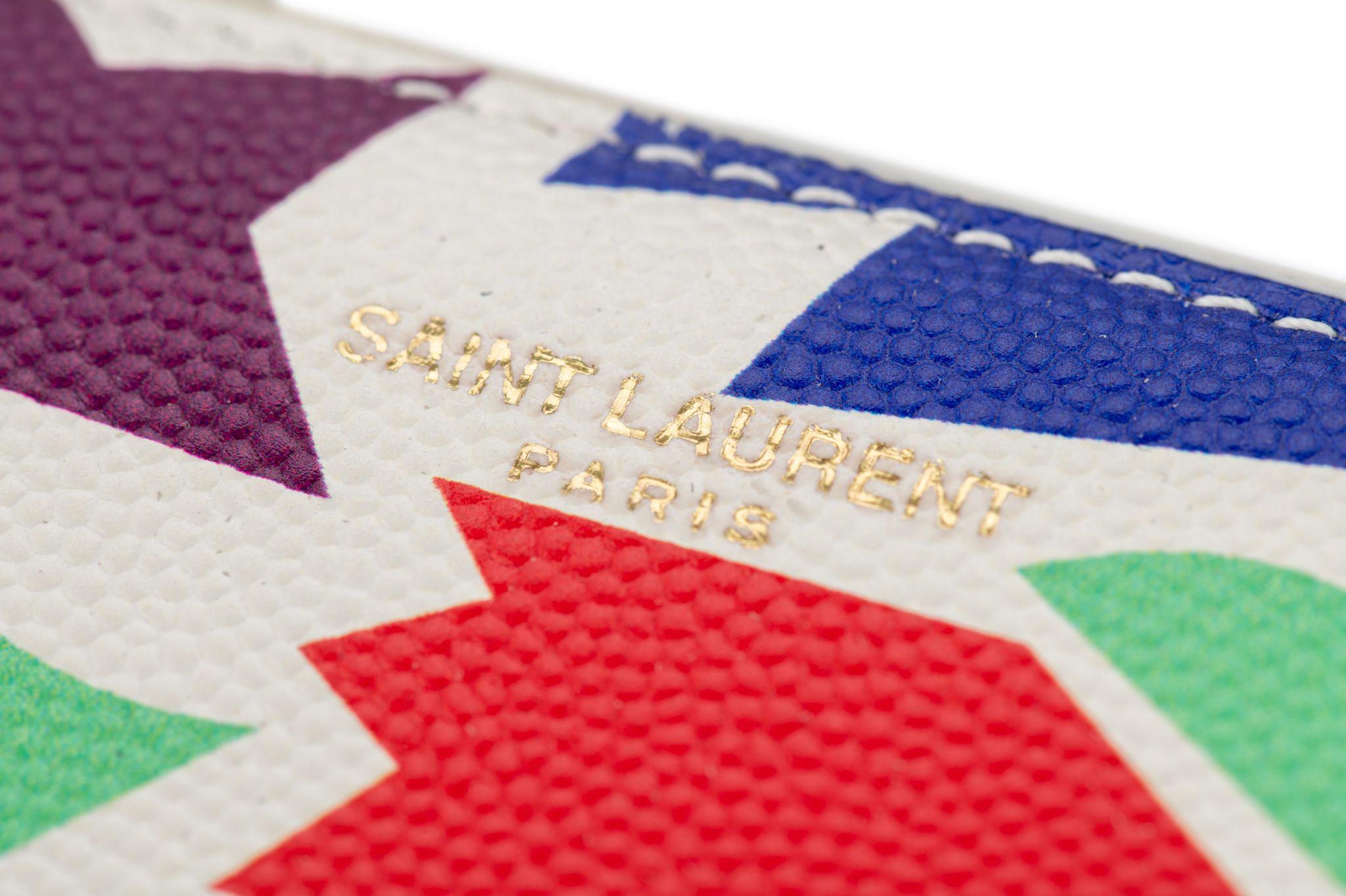 YSL Geometrisches Portemonnaie aus weißem Leder, neu im Zustand „Neu“ im Angebot in West Hollywood, CA