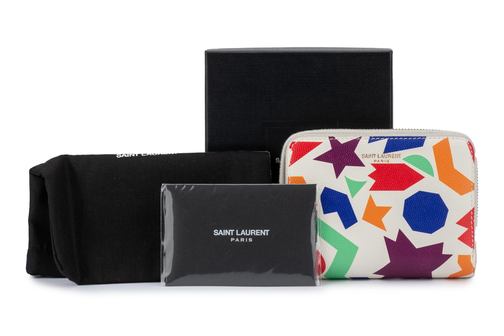 YSL New White Leather Geometric Wallet For Sale 2