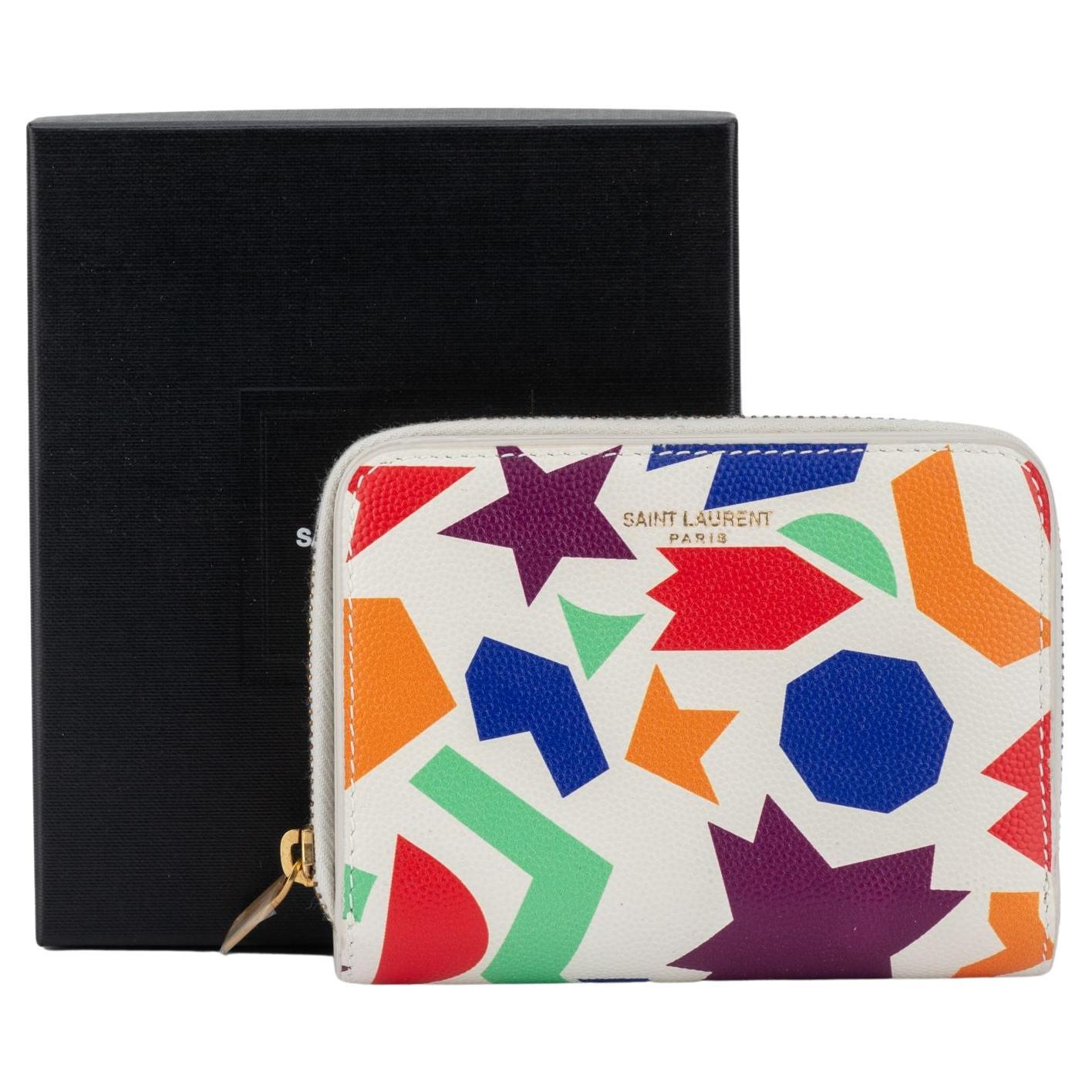 YSL New White Leather Geometric Wallet For Sale