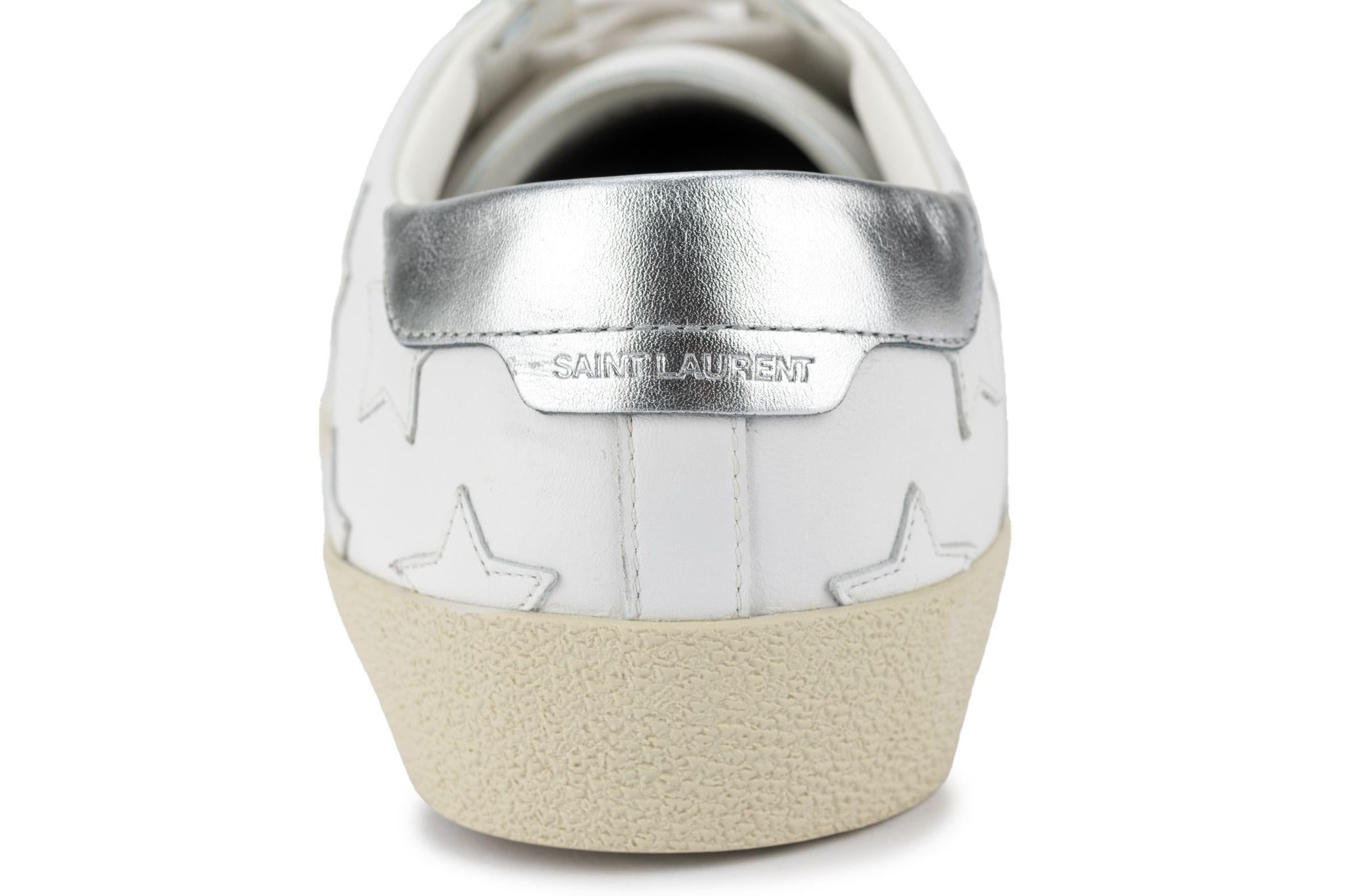 YSL New White Stars Sneakers 41 1/2 For Sale 6