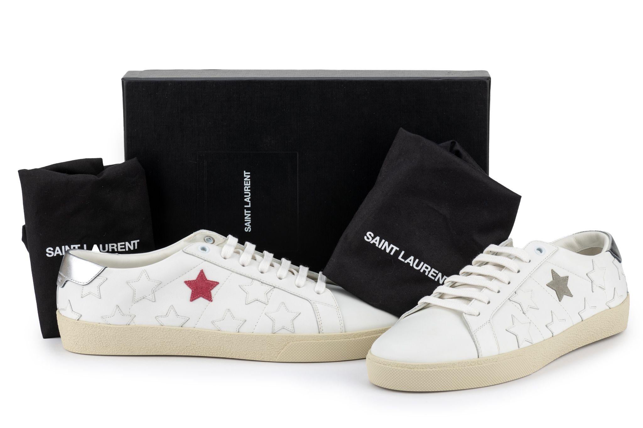 YSL New White Stars Sneakers 41 1/2 For Sale 7