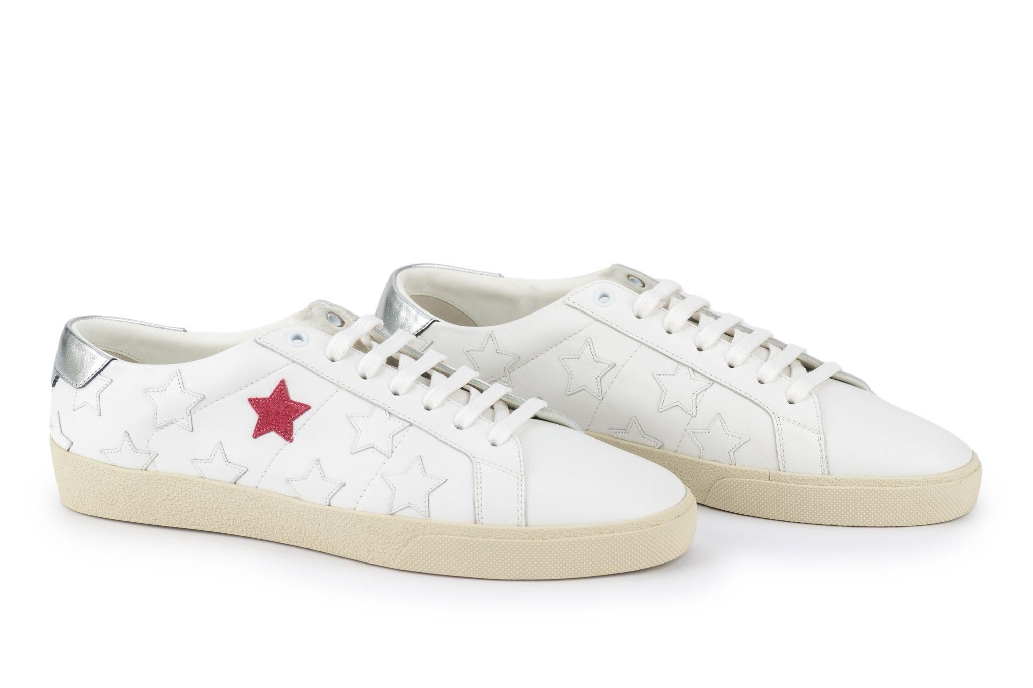 YSL New White Stars Sneakers 41 1/2 For Sale 1