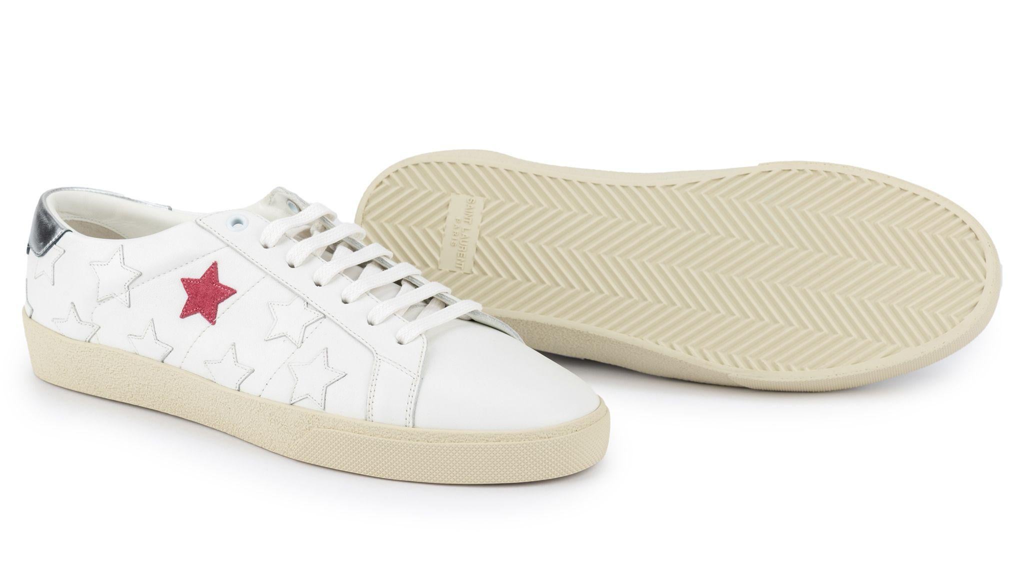 YSL New White Stars Sneakers 41 1/2 For Sale 5