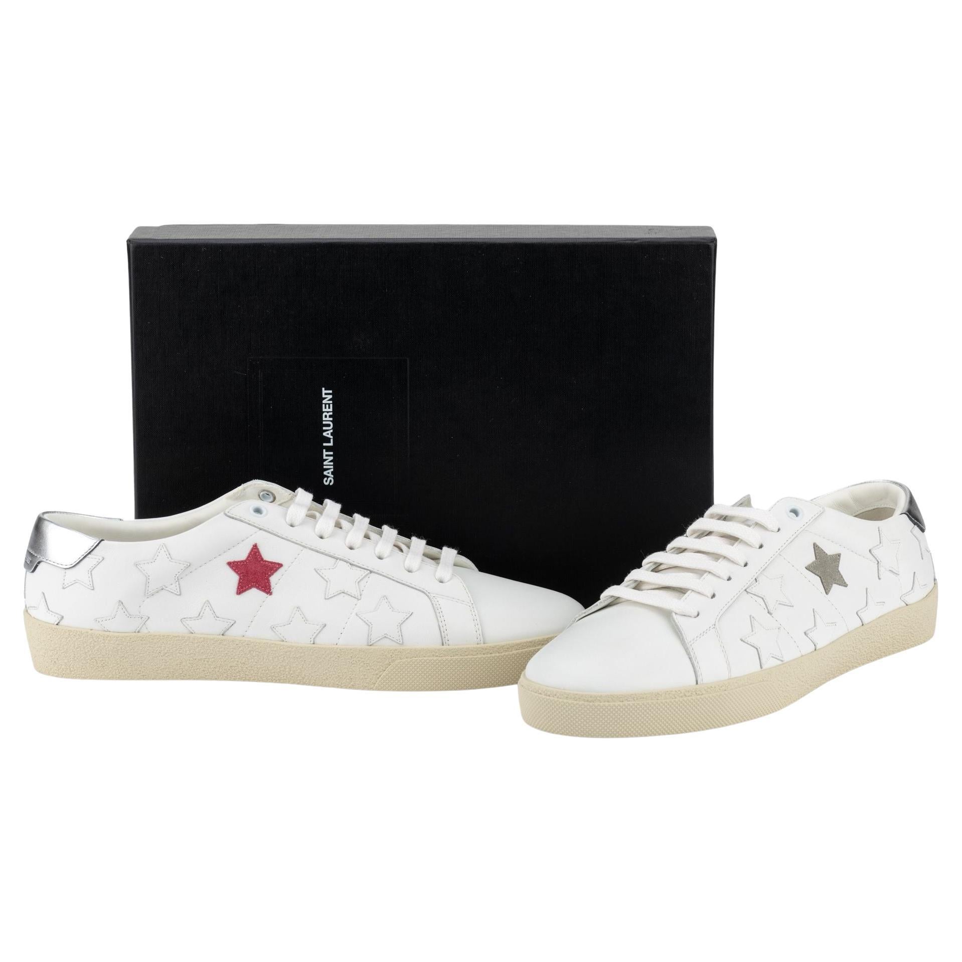 YSL New White Stars Sneakers 41 1/2 For Sale