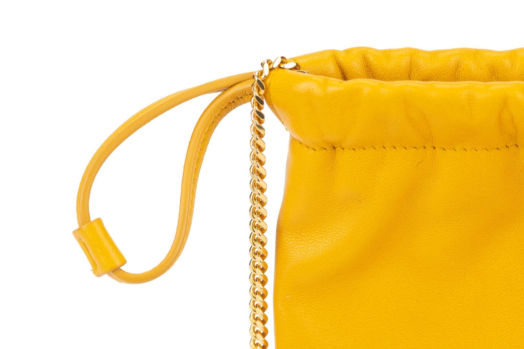 YSL New Yellow  Drawstring Bag On Chain For Sale 8