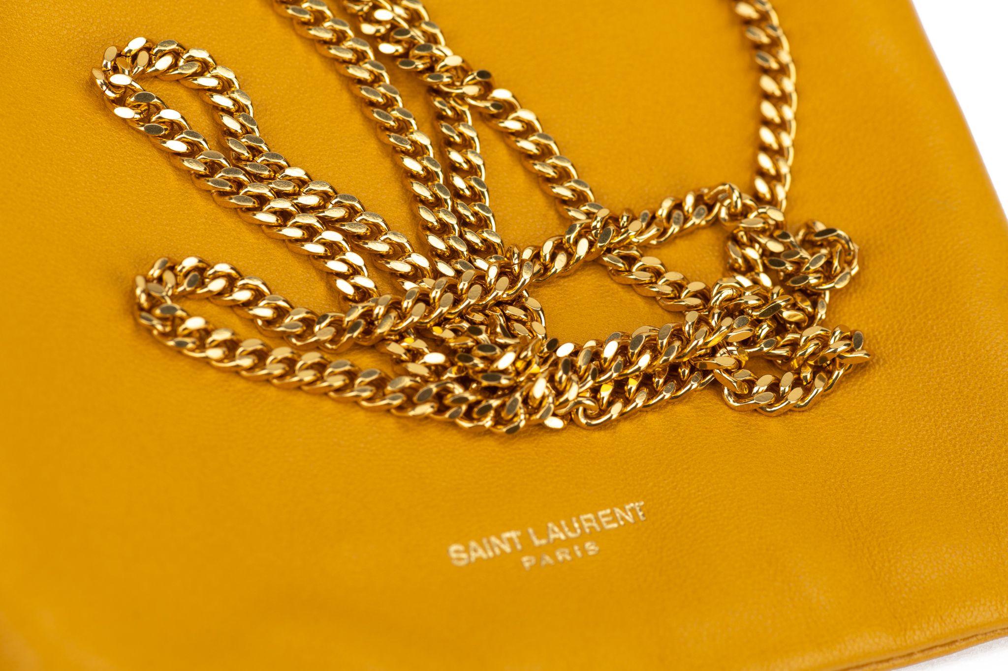 YSL New Yellow  Drawstring Bag On Chain For Sale 11