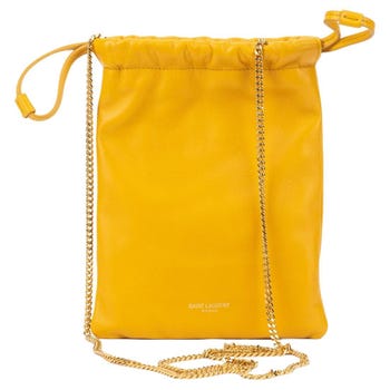 YSL New Yellow  Drawstring Bag On Chain