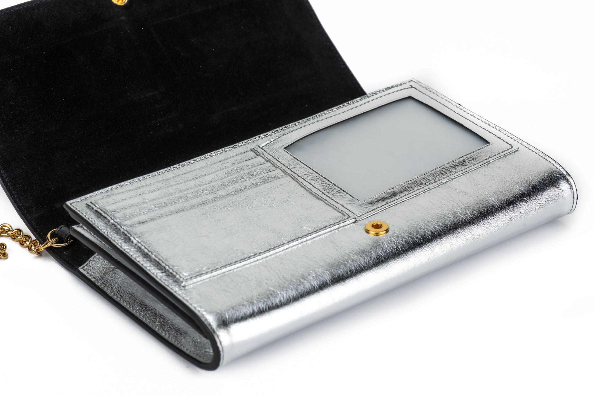 YSL NIB Silver Belle De Jour Cross Body Bag/Clutch 3