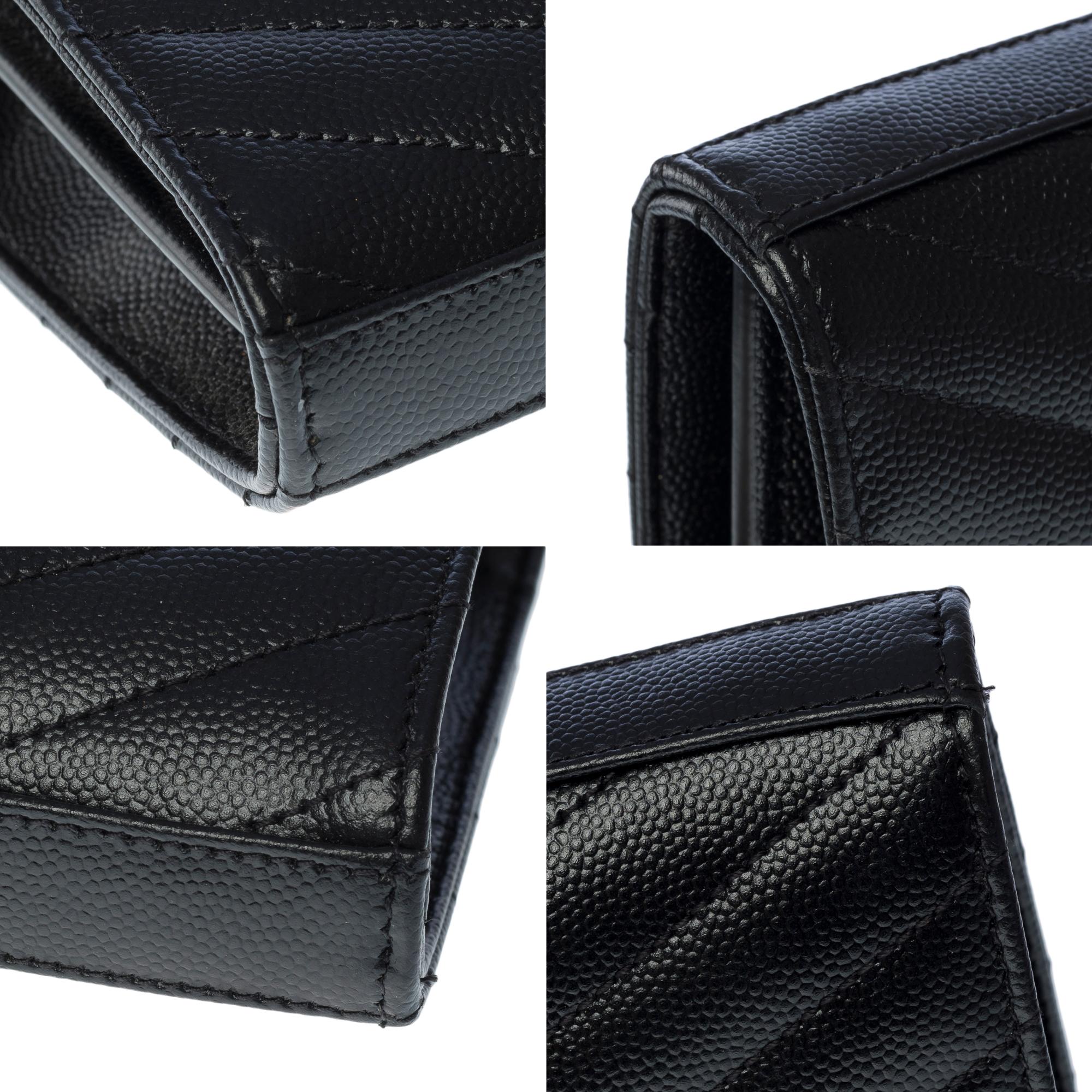 YSL Pochette Cassandre classic shoulder bag in Black grained calf leather, GHW 6