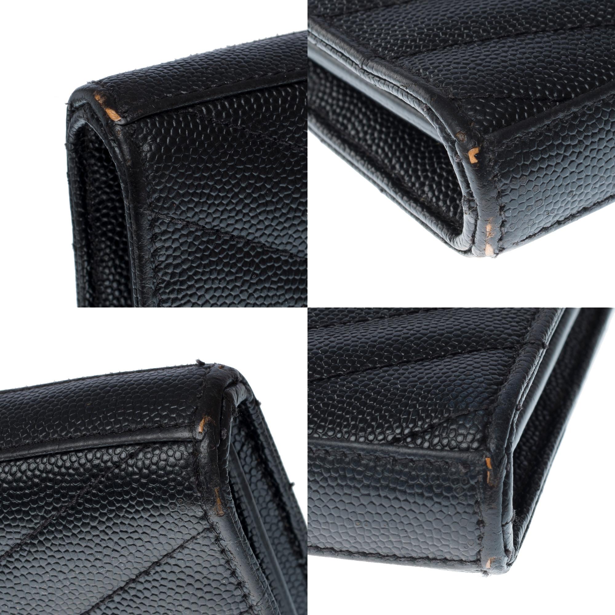YSL Pochette Cassandre classic shoulder bag in Black grained calf leather, GHW 8
