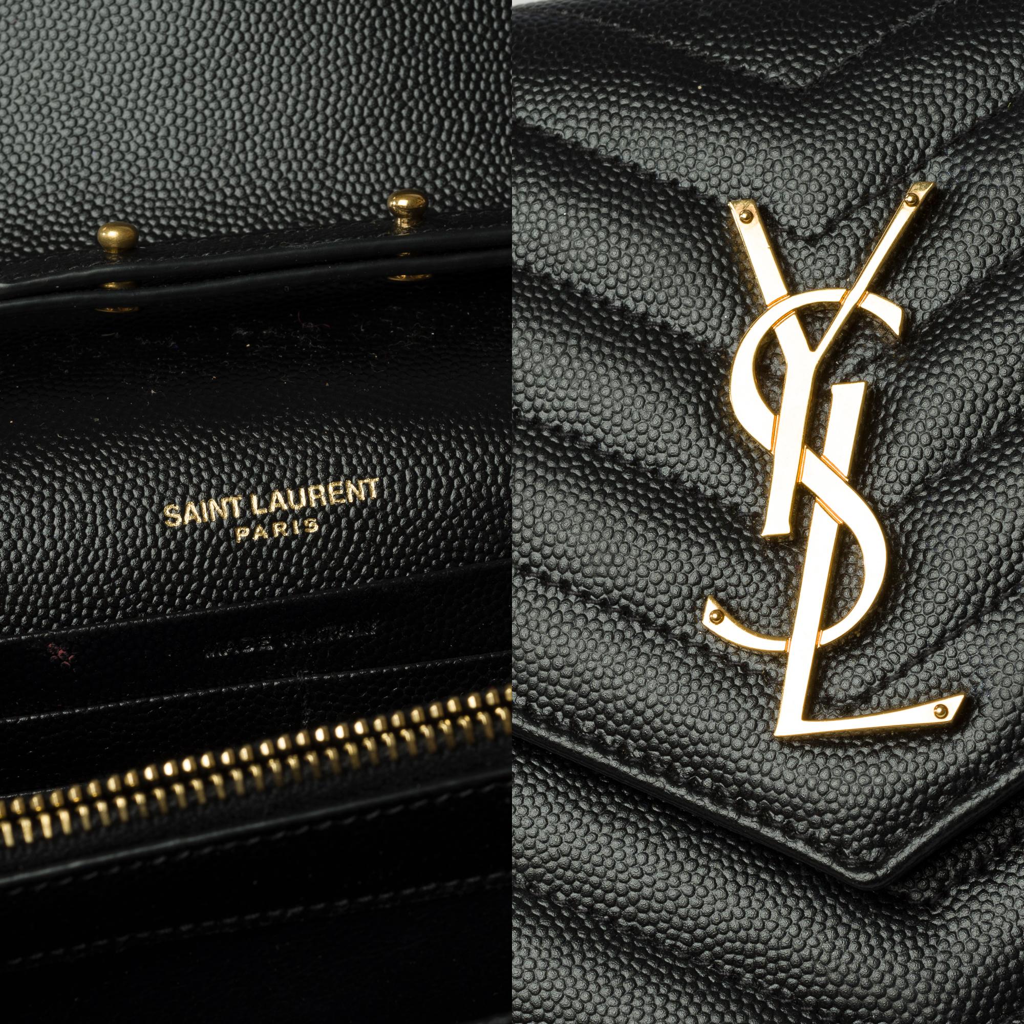 YSL Pochette Cassandre classic shoulder bag in Black grained calf leather, GHW 2