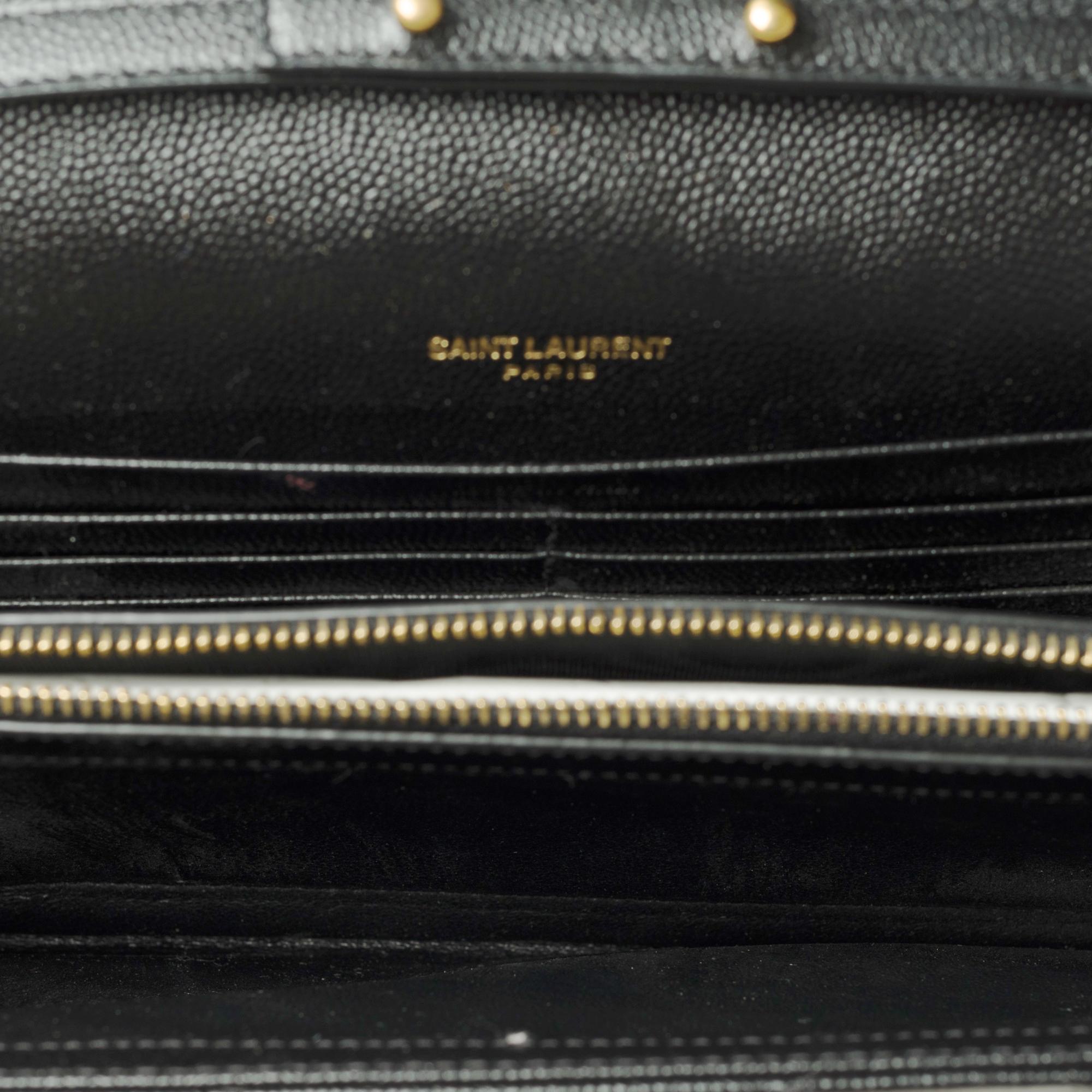 YSL Pochette Cassandre classic shoulder bag in Black grained calf leather, GHW 3