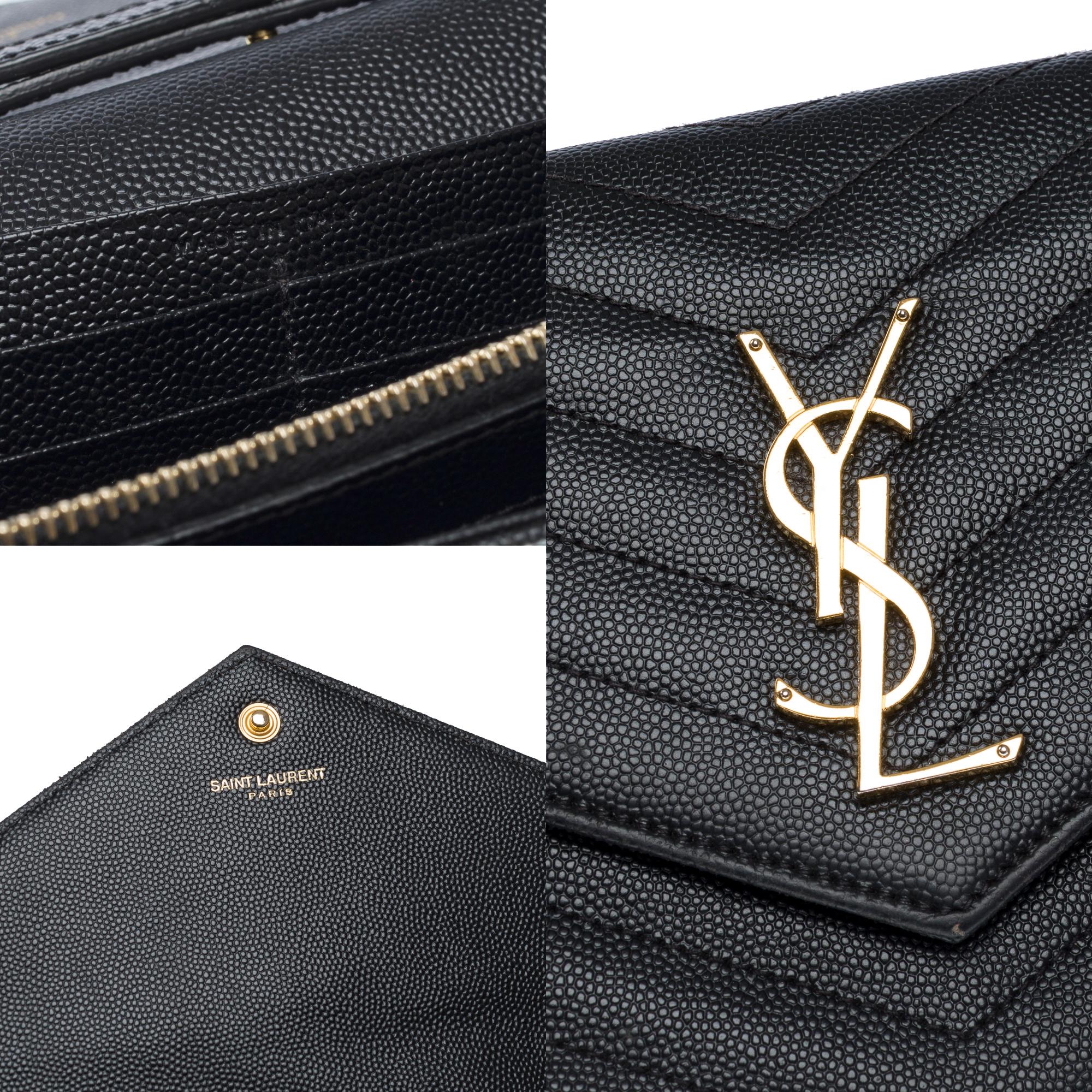 YSL Pochette Cassandre classic shoulder bag in Black grained calf leather, GHW 3