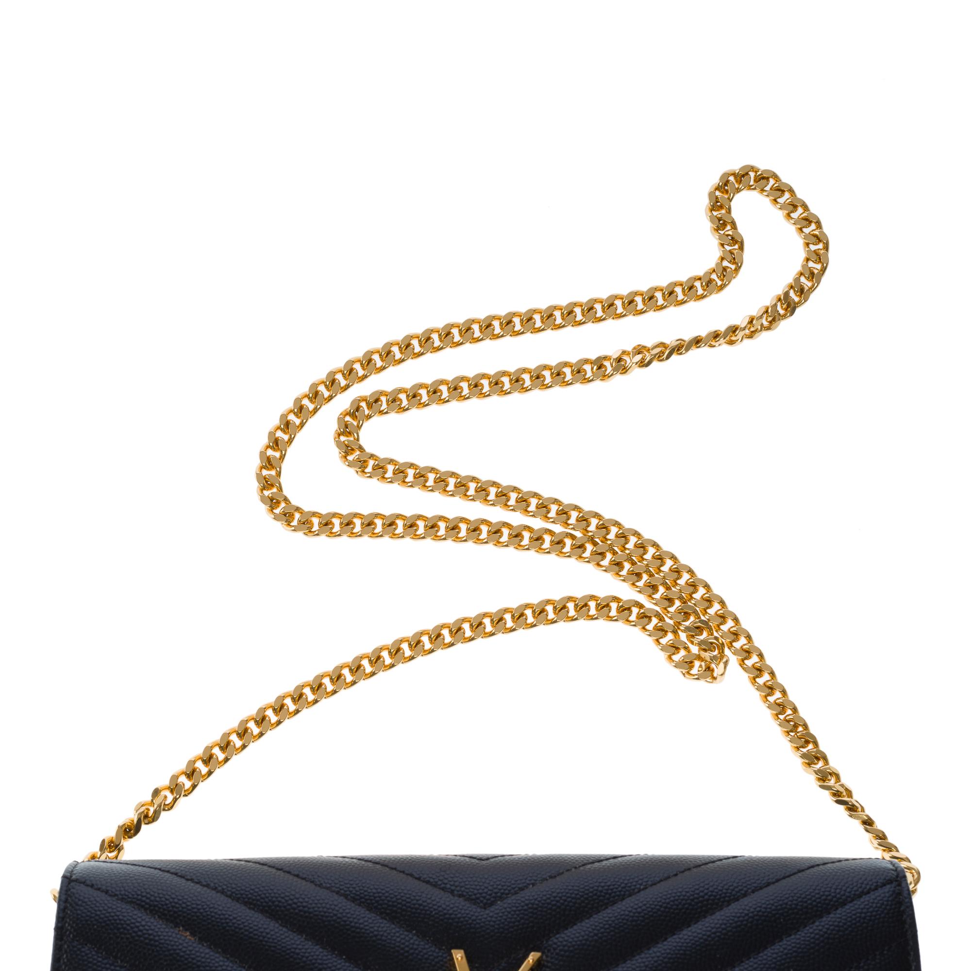 YSL Pochette Cassandre classic shoulder bag in Black grained calf leather, GHW 4