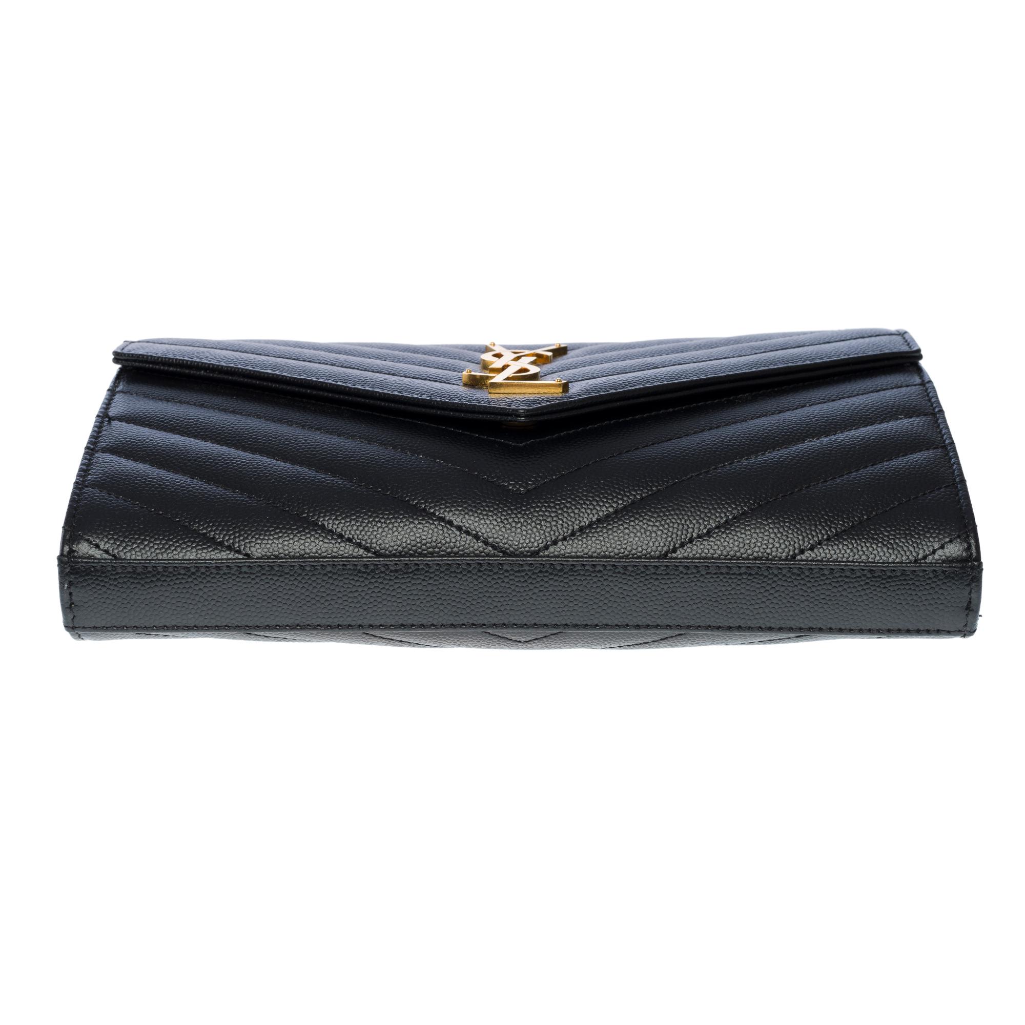 YSL Pochette Cassandre classic shoulder bag in Black grained calf leather, GHW 5