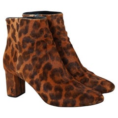 YSL stivali in pelle di vitello leopardati in stile pony misura 38,5