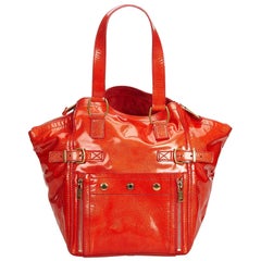 YSL Red Patent Leather Leather Downtown Tote France