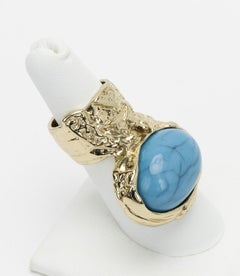 YSL Ring Gold Turquoise Light Gold