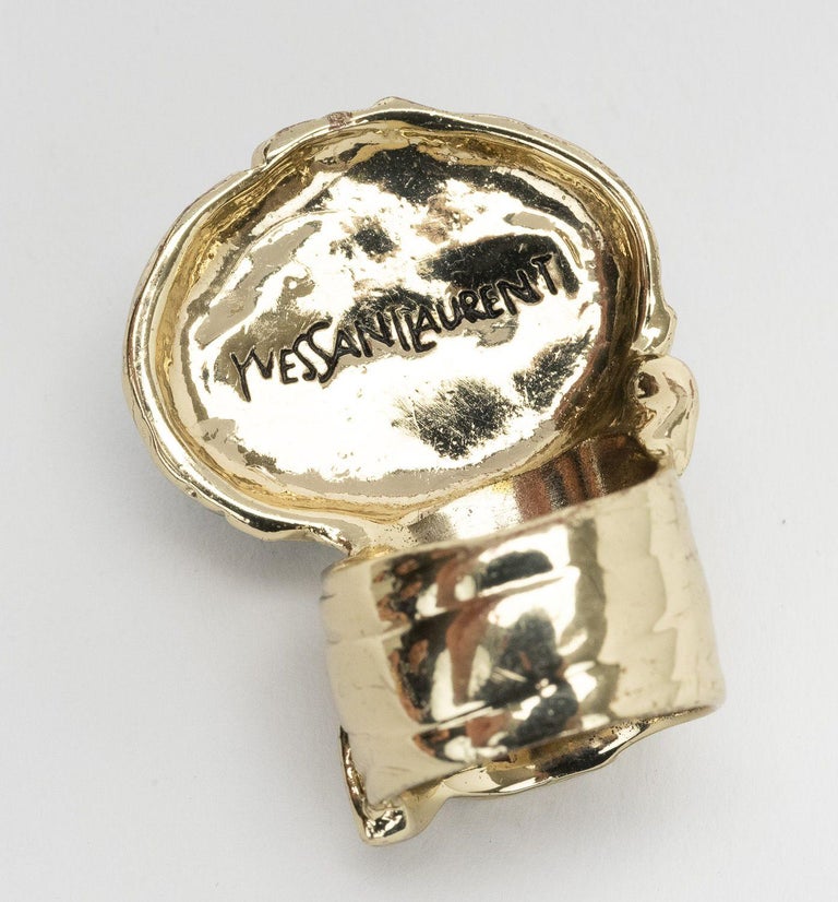 Yves Saint Laurent YSL 1980s Gold Scarf Ring For Sale at 1stDibs