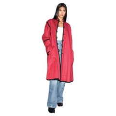YSL Rive Gauche 1970s Red Wool Madarin Collar Coat