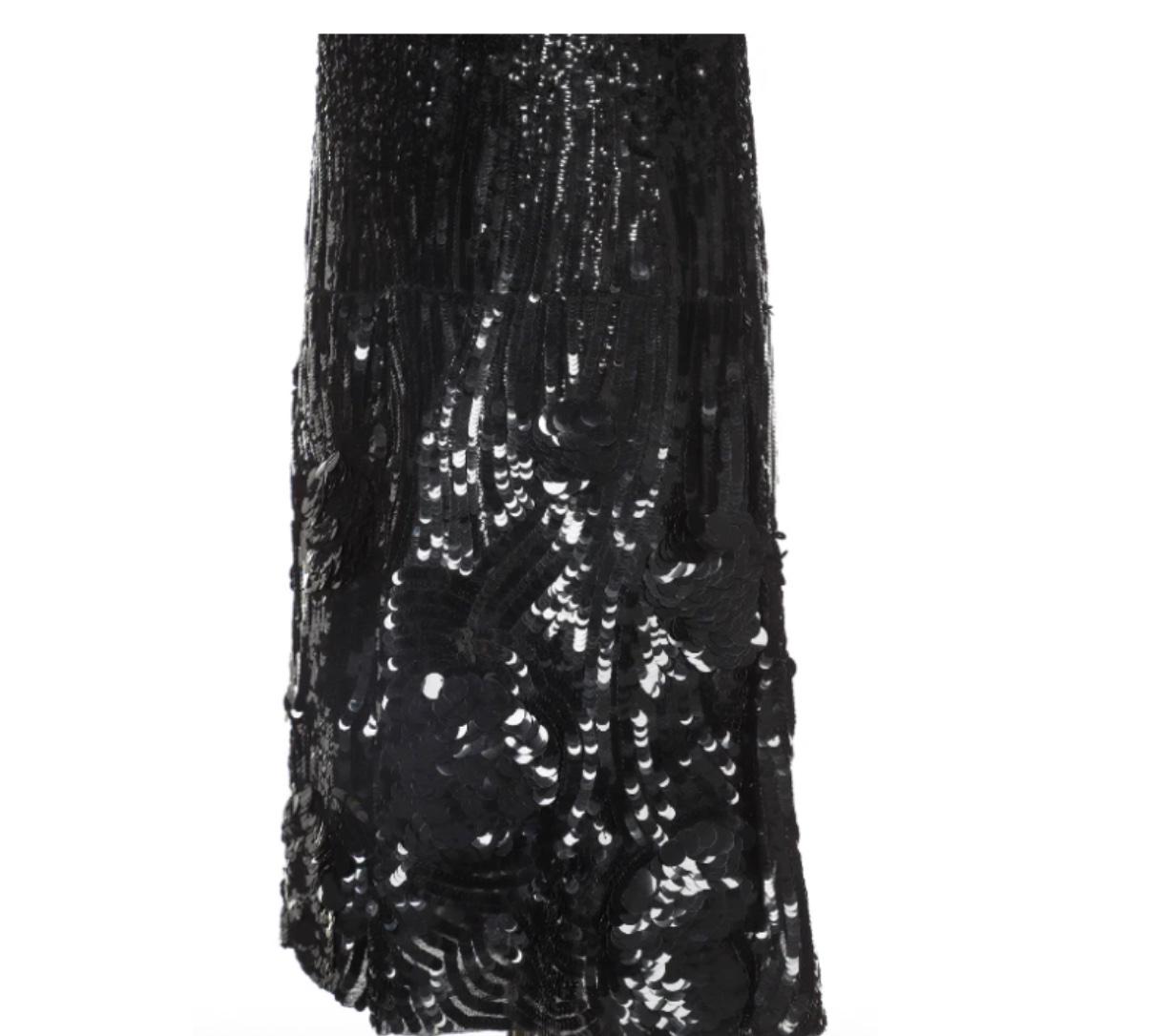 YSL Rive Gauche Black Sequin Dress 1990s In Excellent Condition For Sale In New York, NY