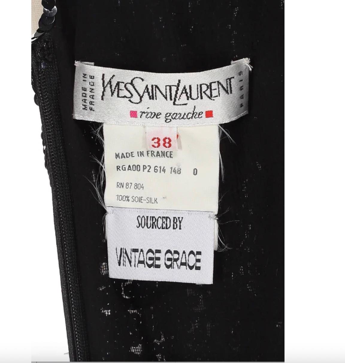 Women's YSL Rive Gauche Black Sequin Dress 1990s For Sale