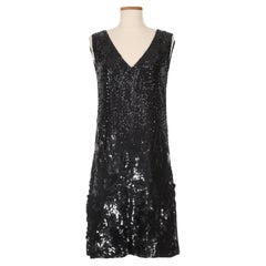 Vintage YSL Rive Gauche Black Sequin Dress 1990s