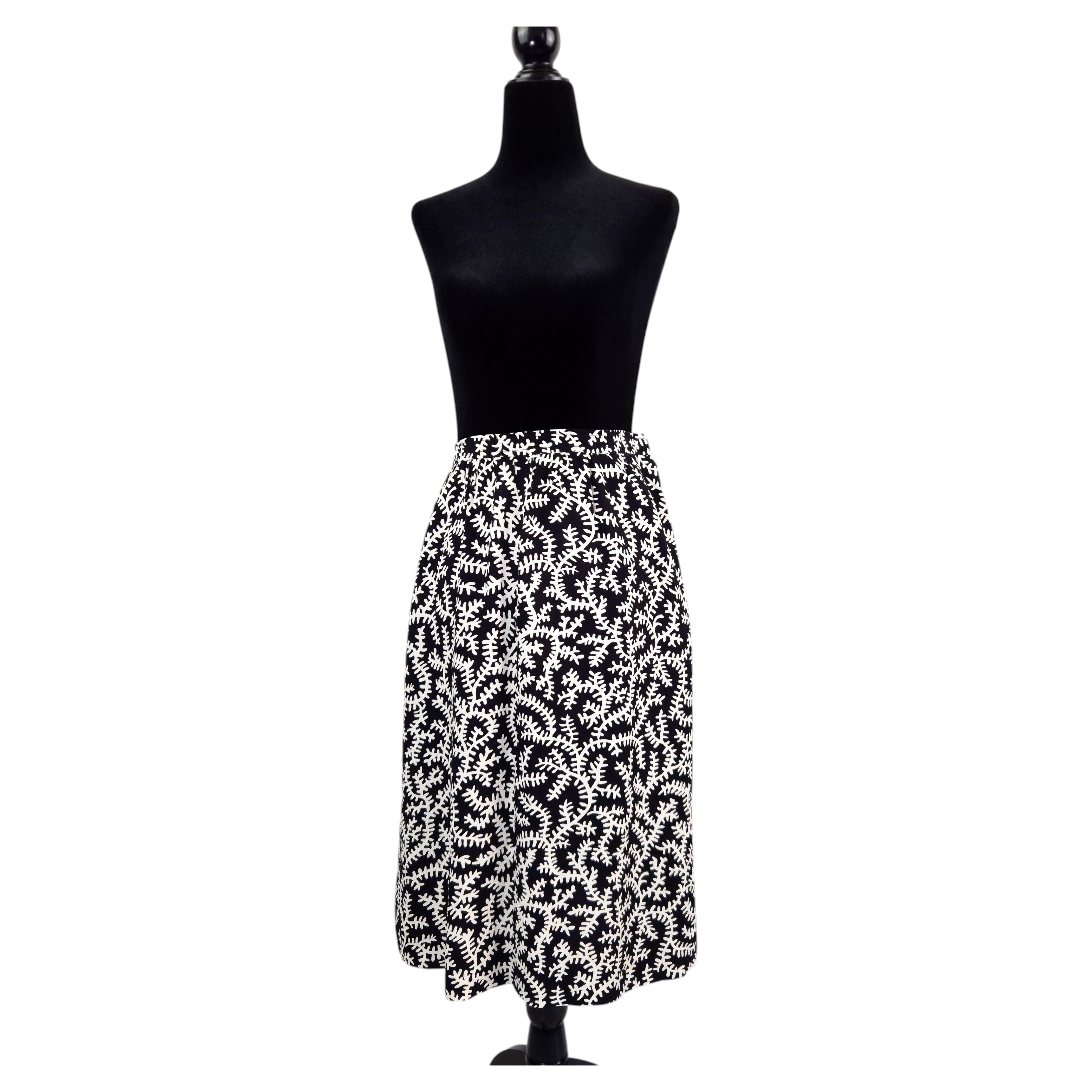 YSL Rive Gauche black and white vintage spring/summer 1980 skirt For Sale