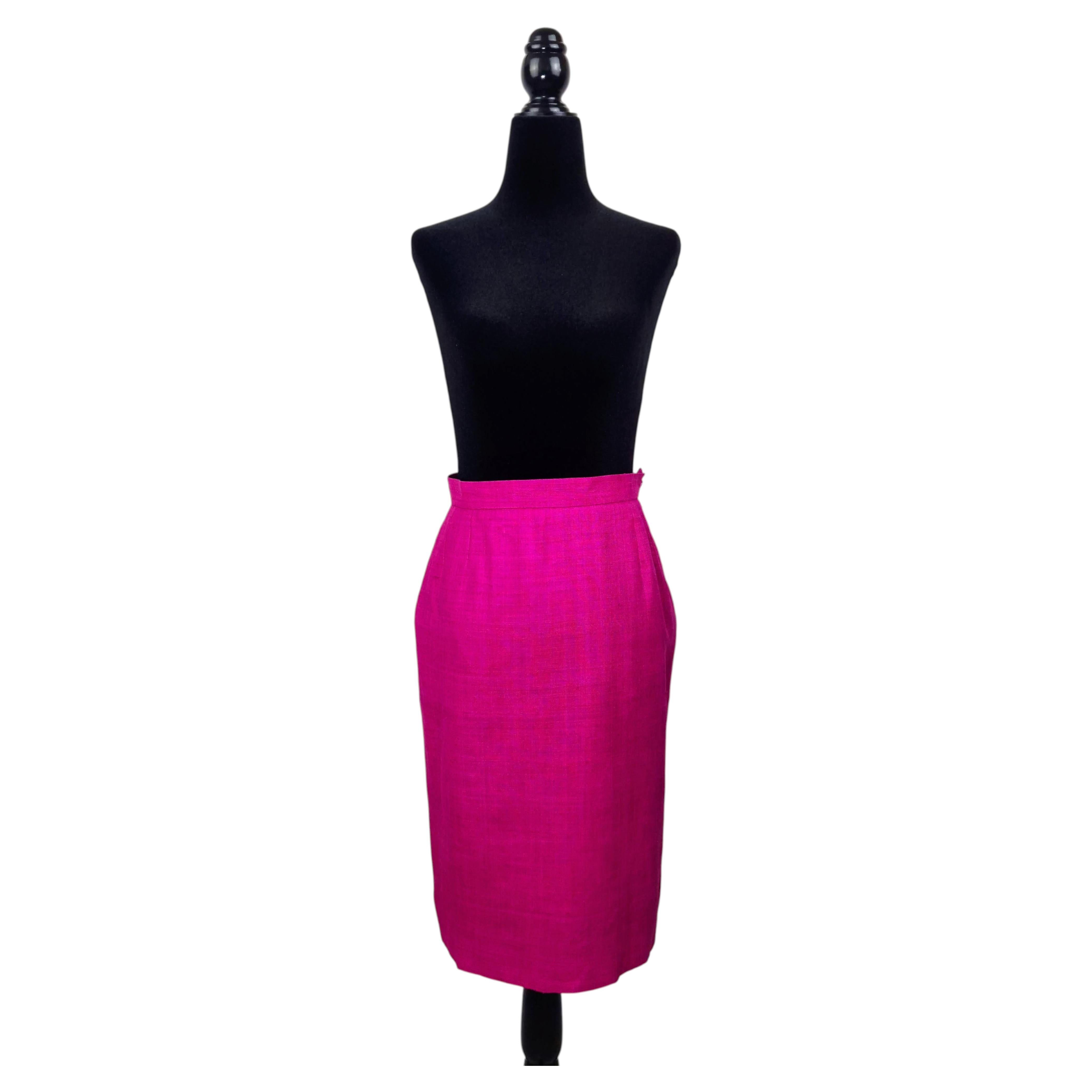 YSL Rive Gauche fuchsia silk skirt, 1990s vintage