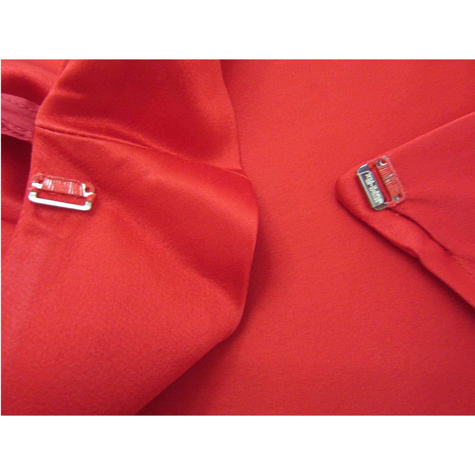 YSL Rive Gauche Royal Red Satin Skirt With Bow 1985 2