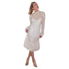 YSL Rive Gauche White Lace Embellished Dress