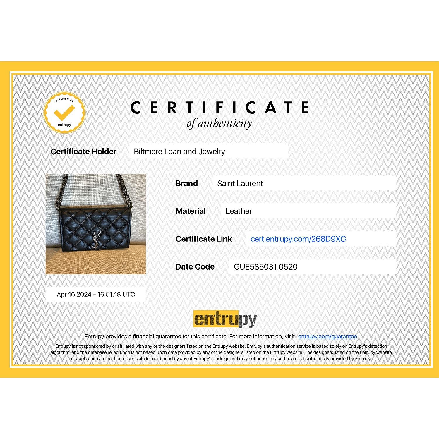 YSL Saint Laurent Becky Quilted Black Leather Wallet on Chain 7