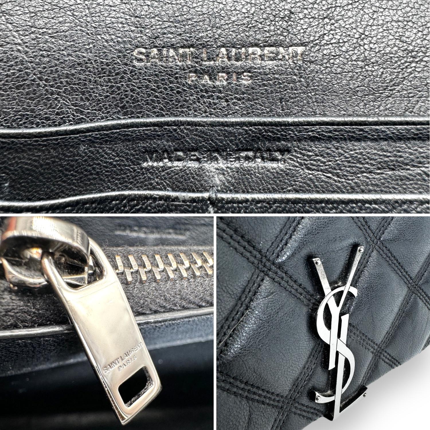 YSL Saint Laurent Becky Gesteppte schwarze Leder-Brieftasche an Kette, an Kette im Angebot 4
