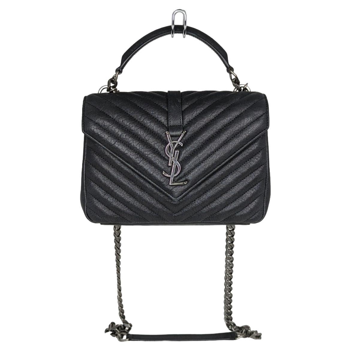 YSL Saint Laurent College Monogram Chevron Medium Bag