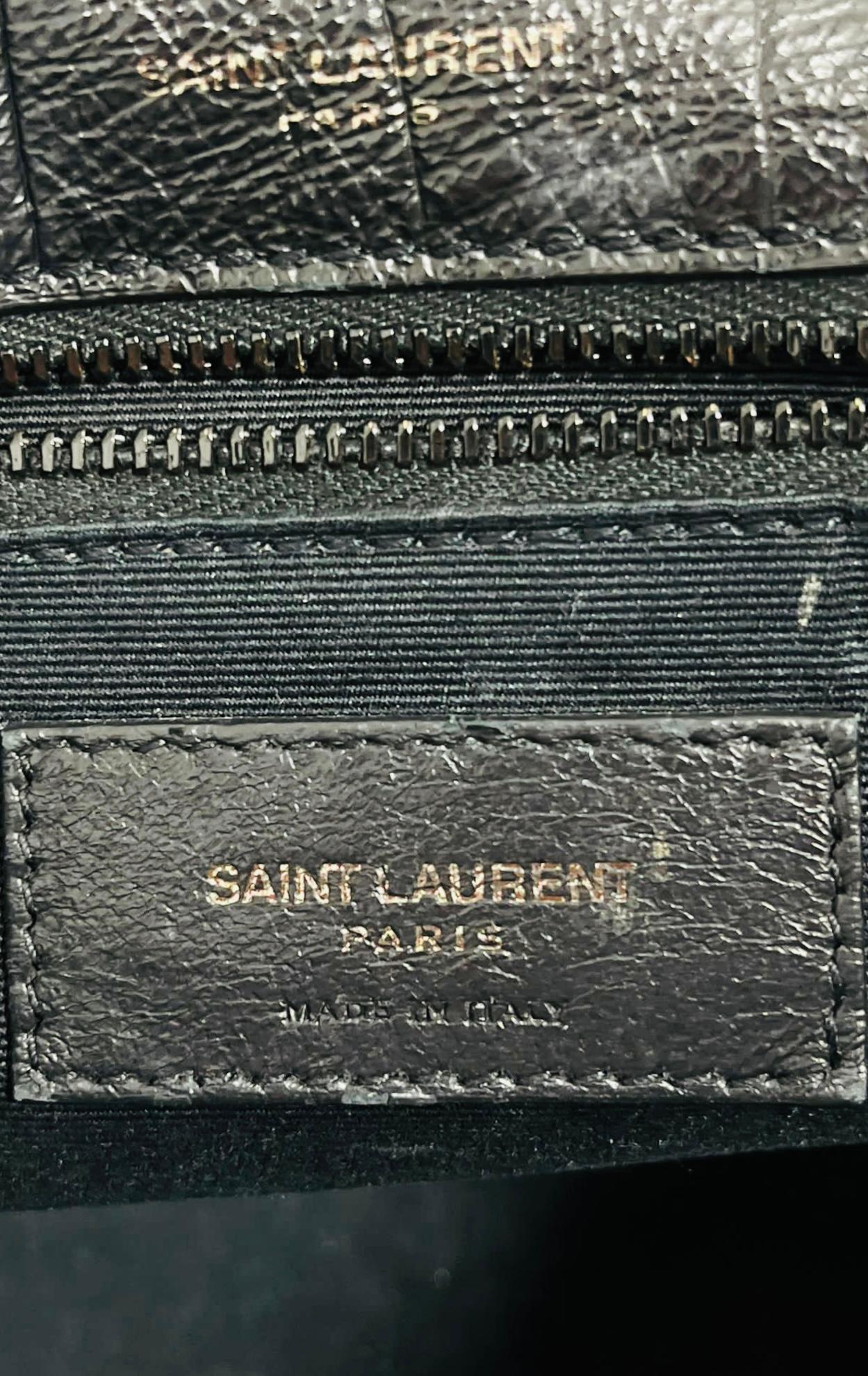 YSL - Saint Laurent Croc Embossed Leather Flap Bag 4