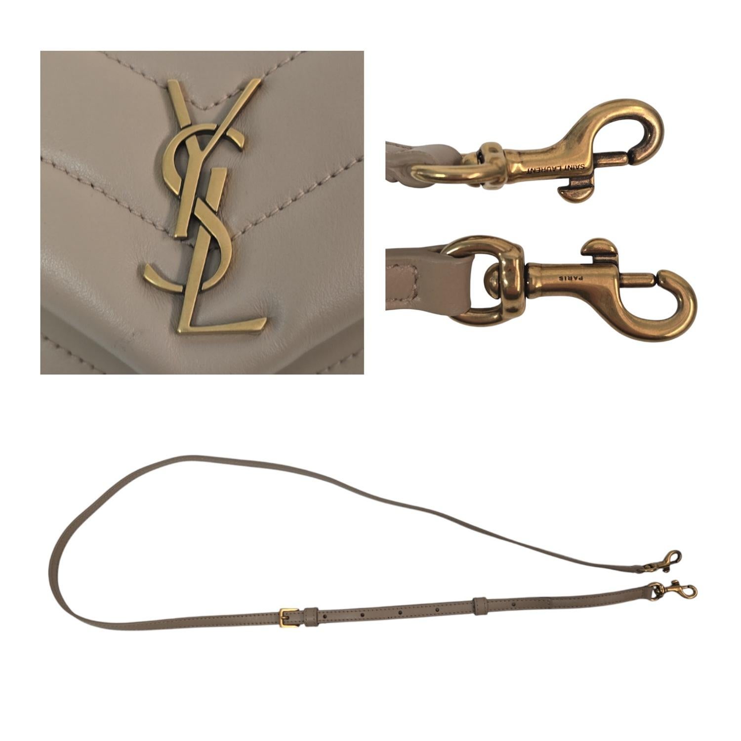 YSL Saint Laurent Dark Beige Toy Loulou Matelassé Crossbody 6