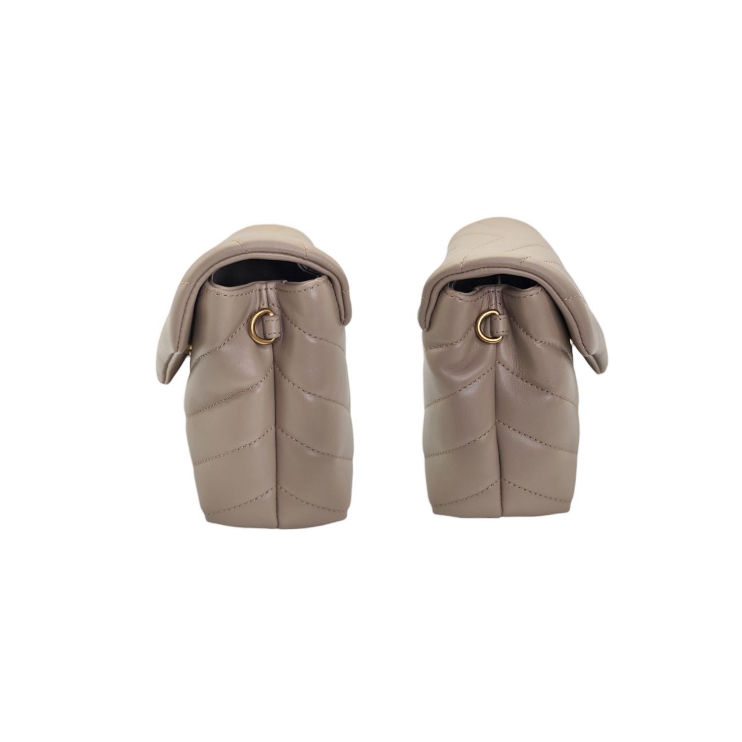 Women's YSL Saint Laurent Dark Beige Toy Loulou Matelass�é Crossbody