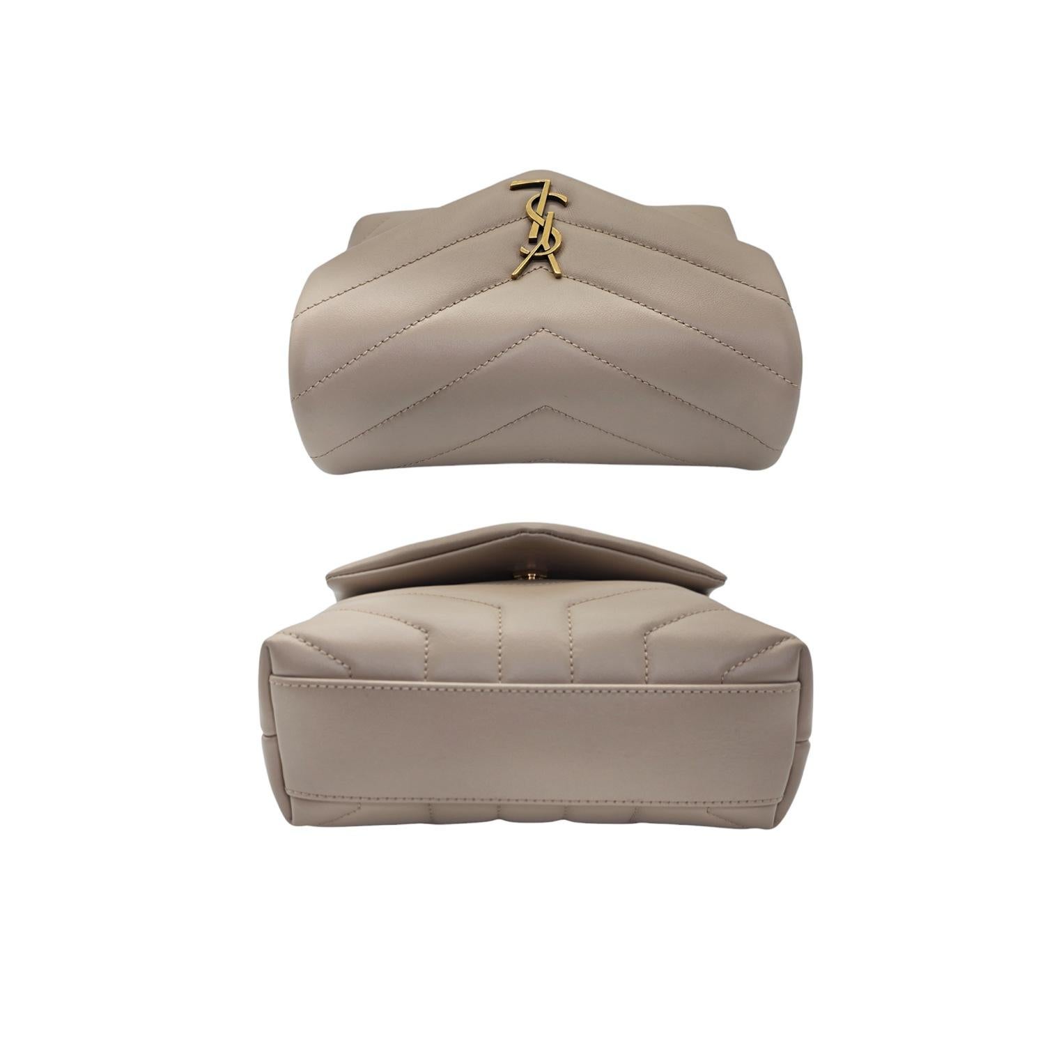 YSL Saint Laurent Dark Beige Toy Loulou Matelassé Crossbody 1
