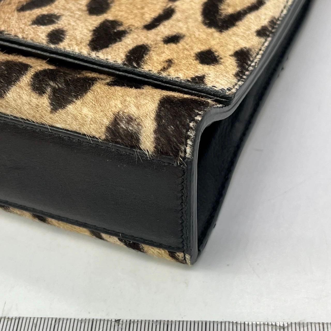 YSL Saint Laurent Kate Small Pony-style Calfskin Leather Leopard Print Tassle im Angebot 6