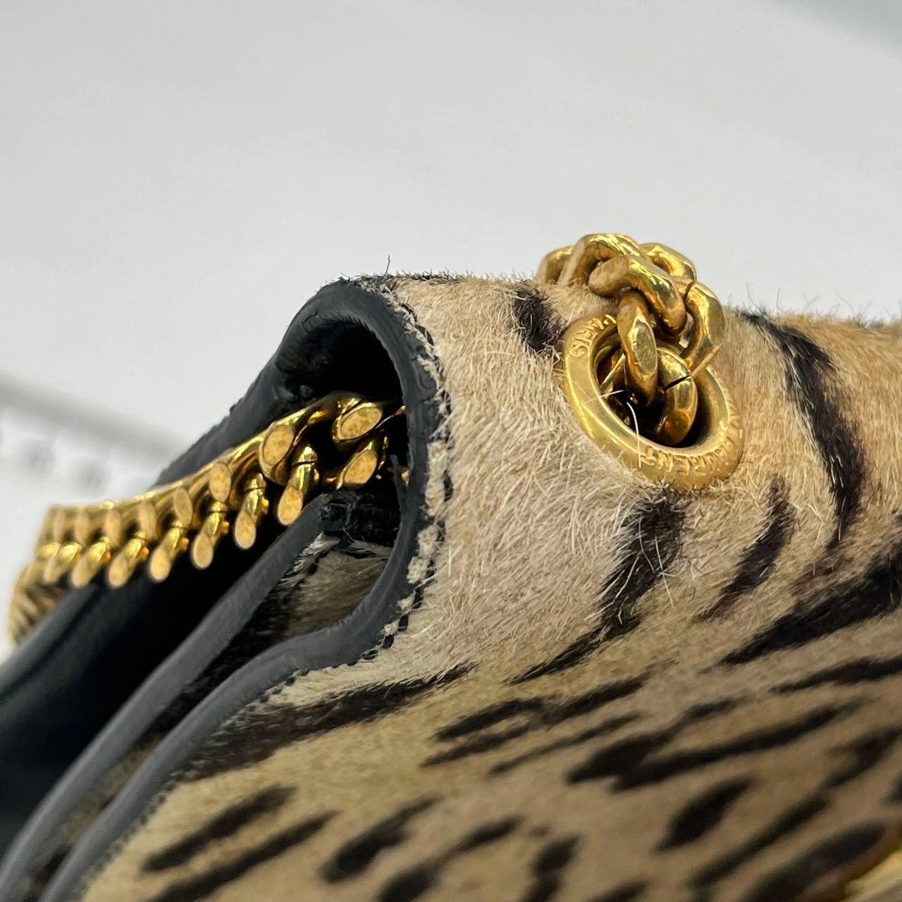 YSL Saint Laurent Kate Small Pony-style Calfskin Leather Leopard Print Tassle im Angebot 7