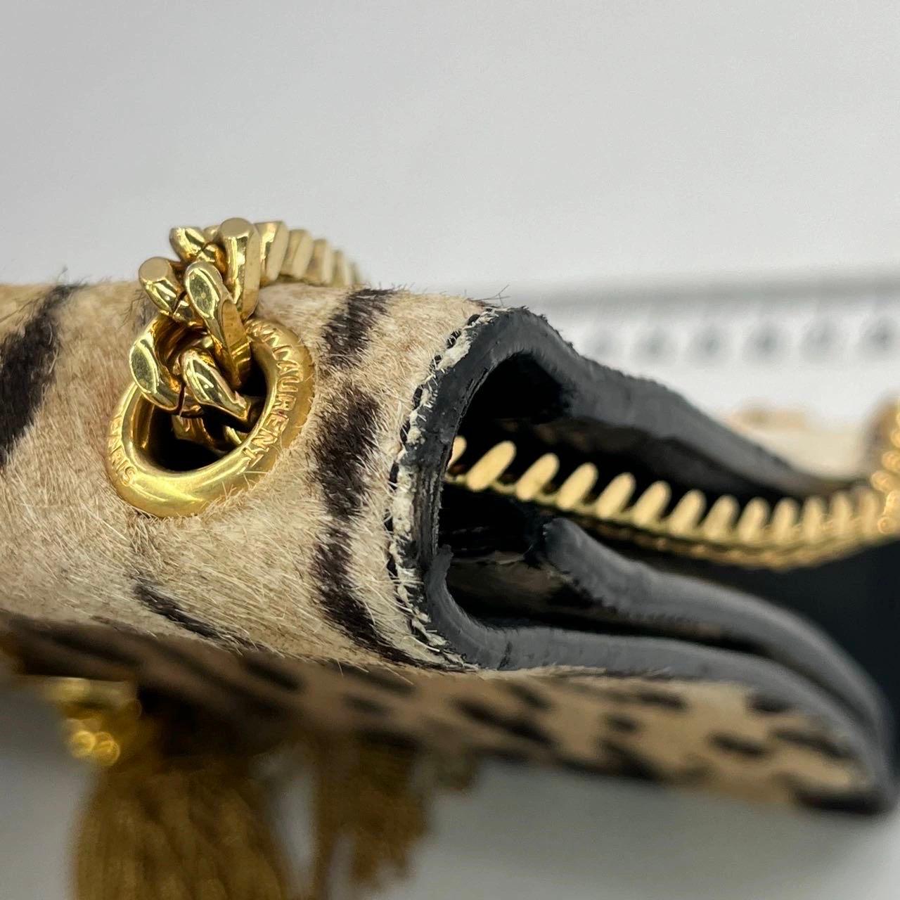 YSL Saint Laurent Kate Small Pony-style Calfskin Leather Leopard Print Tassle im Angebot 8