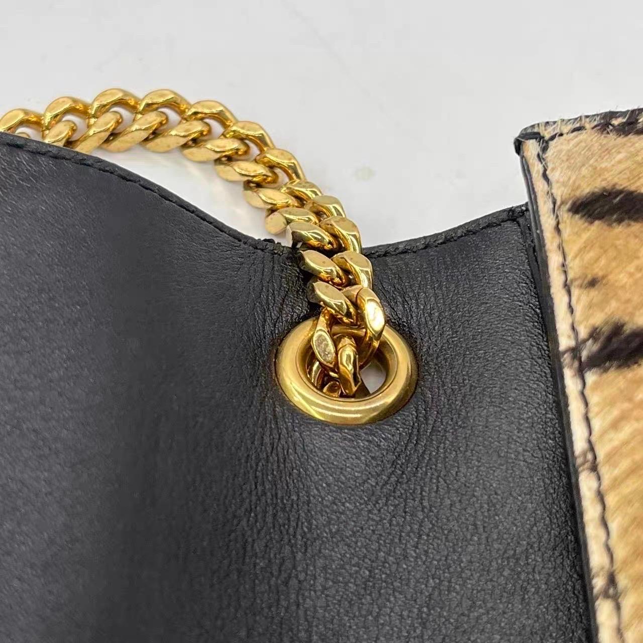 YSL Saint Laurent Kate Small Pony-style Calfskin Leather Leopard Print Tassle im Angebot 10