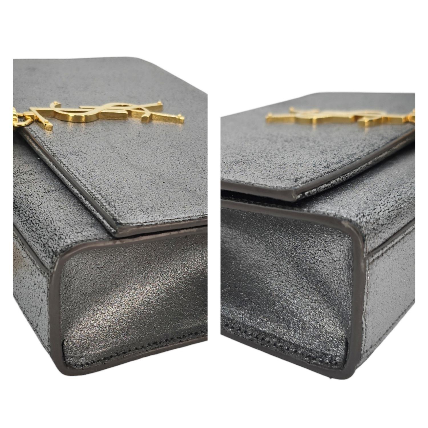 YSL Saint Laurent Metallic Silver Medium Kate Chain Shoulder Bag For Sale 5