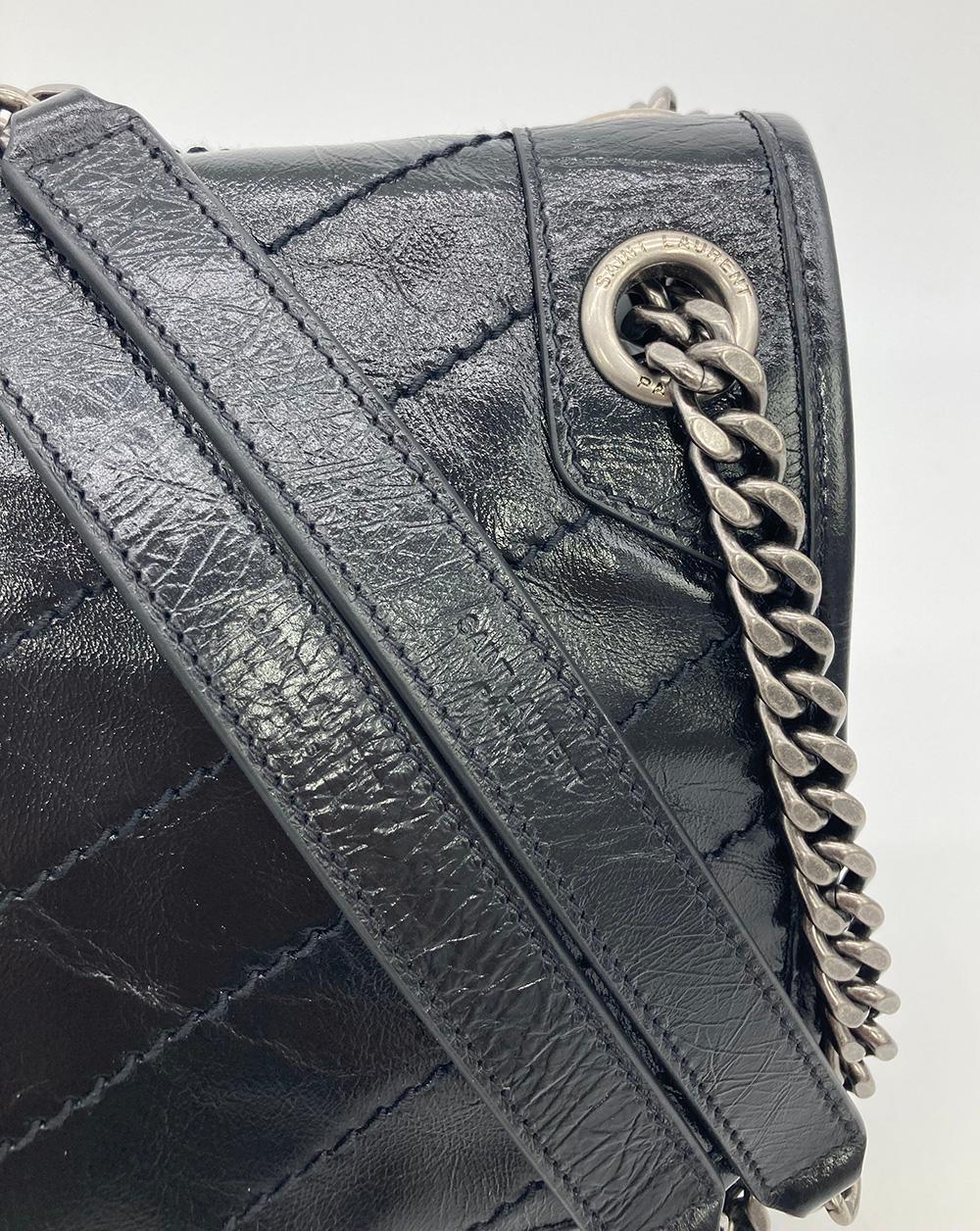 Black YSL Saint Laurent Niki Leather Crossbody Bag Large