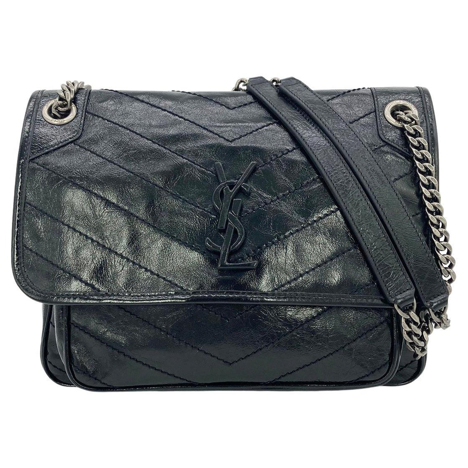 Chanel Dark Gray Quilted Puffy Leather Shoulder Bag Tote For Sale at 1stDibs