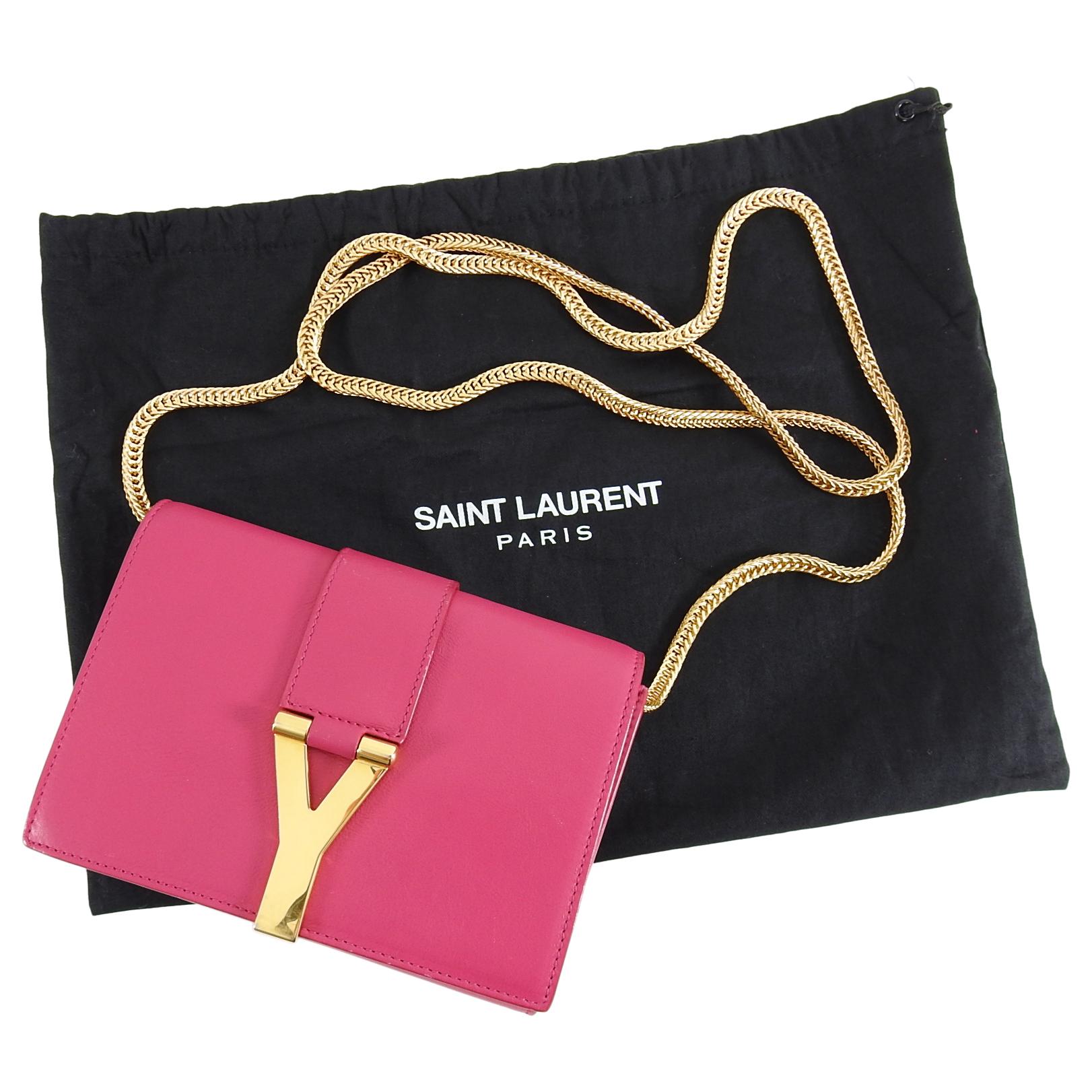 YSL Saint Laurent Pink Mini Sac Y Ligne Crossbody Bag In Good Condition In Toronto, ON